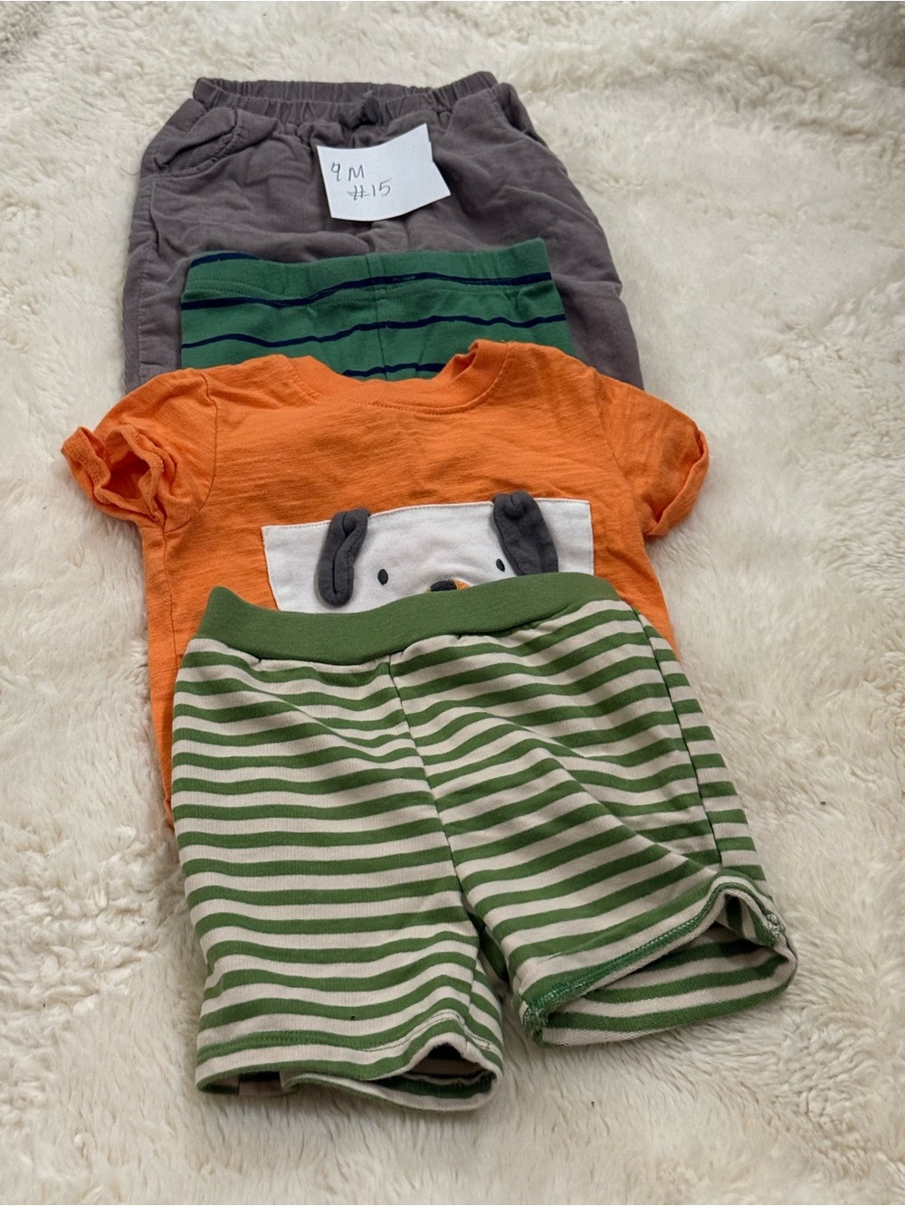 Target Kids Orange Tee with Green Striped Shorts Set